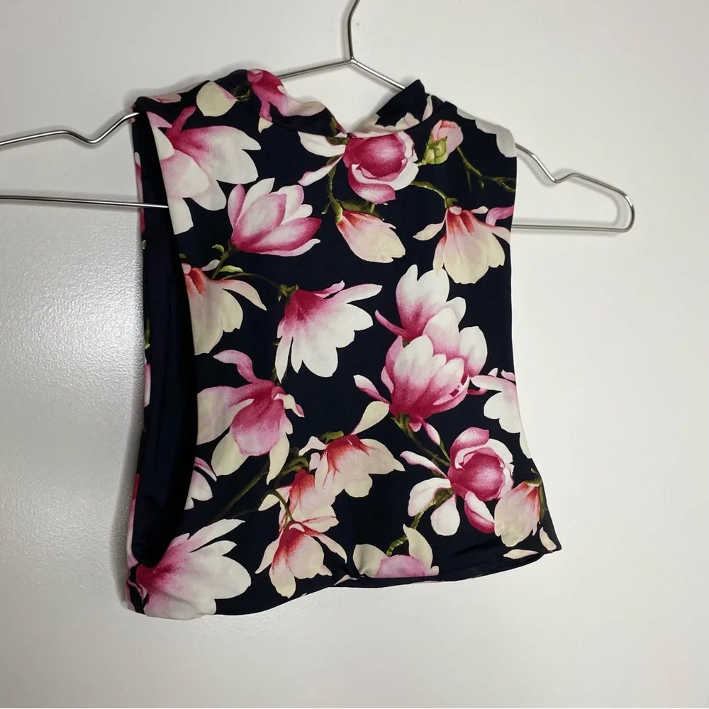 Frankie’s Bikinis Floral print black Bikini Deep V Top